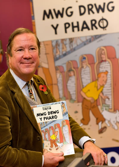 Tintinologist Michael Farr at the Tintin in Welsh Book Launch